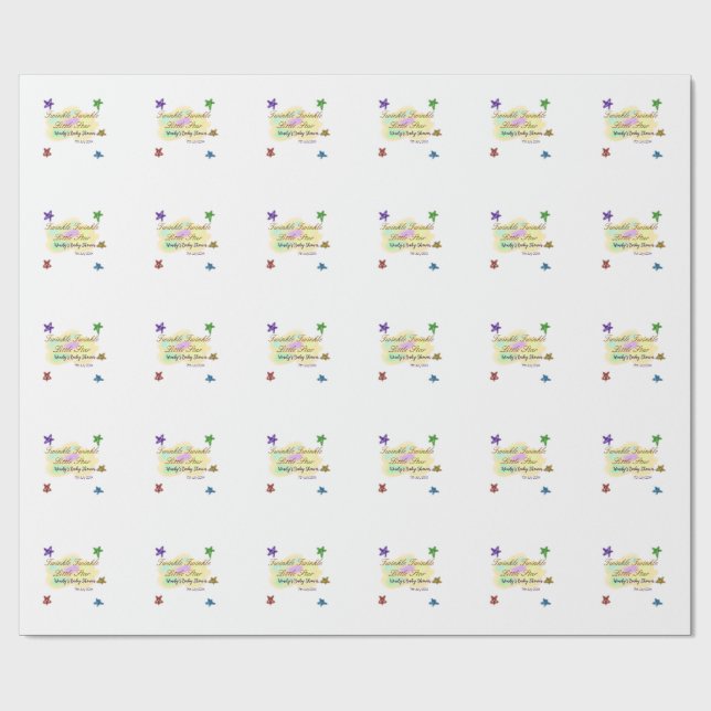Rainbow clouds twinkle Twinkle Little Star baby Geschenkpapier (Flach)