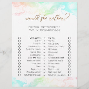 Rainbow Clouds Zweiseitige Bingo Baby Shower Games