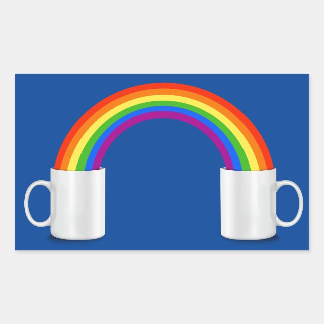 Rainbow Coffee T - Shirt Rechteckiger Aufkleber (Vorderseite)
