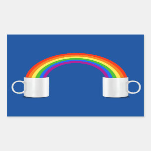 Rainbow Coffee T - Shirt Rechteckiger Aufkleber