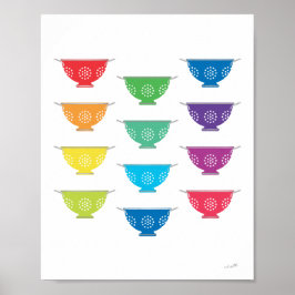 Rainbow Colander Modern Colorful Kitchen Art Poster