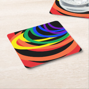 Rainbow Color Abstrakt Crescent Paper Untersetzer