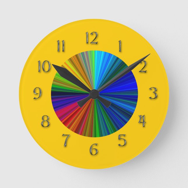 Rainbow Color Burst Runde Wanduhr (Vorderseite)