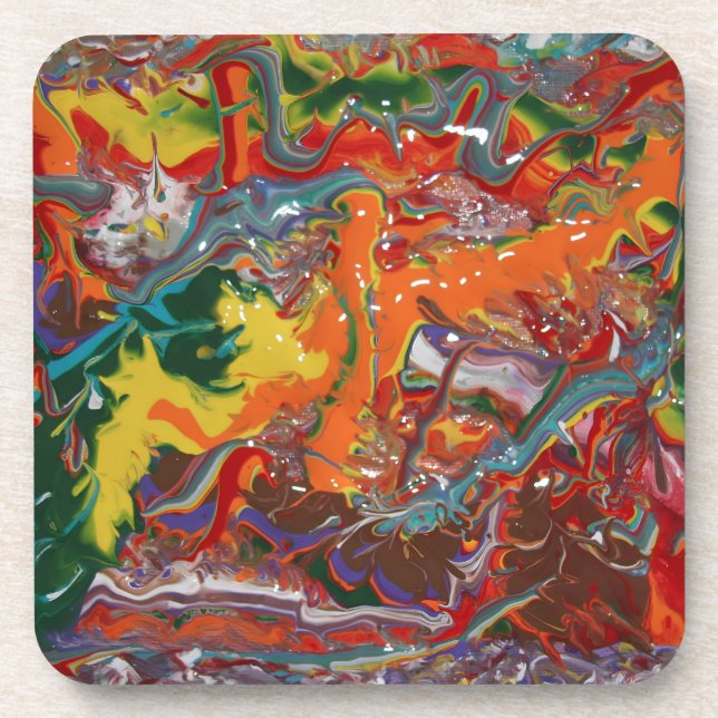 Rainbow Color Flow Art Getränkeuntersetzer (Vorderseite)