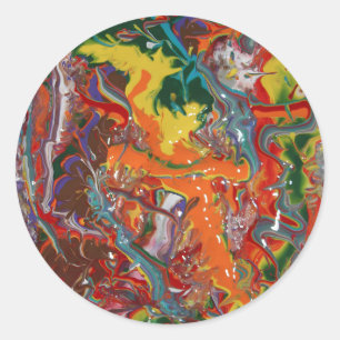 Rainbow Color Flow Art Runder Aufkleber