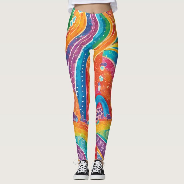 Rainbow Color Gemusterte Leggings (Vorderseite)