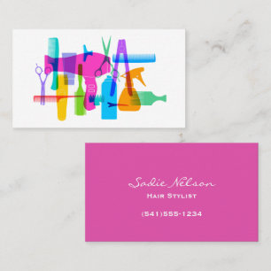 Rainbow Color Hair Stylist Salon Tools Beauty Visitenkarte