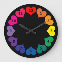 Rainbow Color Heart on Black Clock mit Zahlen