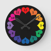 Rainbow Color Heart on Black Clock mit Zahlen