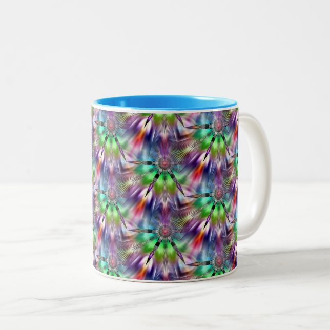 Rainbow Color Kaleidoscope Fan Mug Zweifarbige Tasse (VorderseiteRechts)