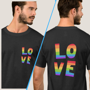 Rainbow Color LIEBE Gay Pride LGBT Front/Back Prin T-Shirt