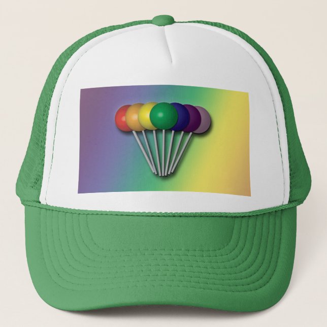 Rainbow Color Lollipops Hat Truckerkappe (Vorderseite)