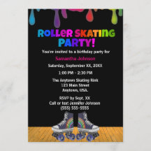 Rainbow Color Paint Drip Roller Skating Birthday