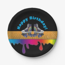 Rainbow Color Paint  Roller Skating Birthday Party