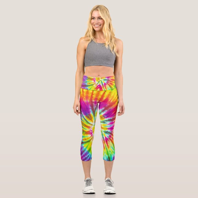 Rainbow color spiral pattern capri leggings (Vorderseite)