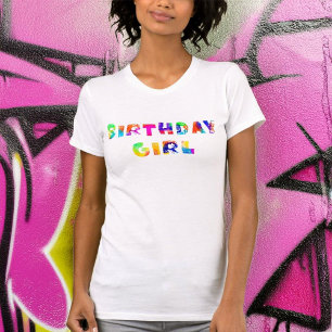 Rainbow Color Splash Birthday Girl T-Shirt