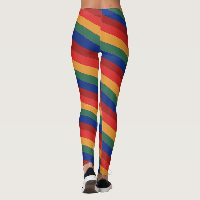 Rainbow Color Stripes Regenbogen Regenbogenfarben Leggings (Rückseite)