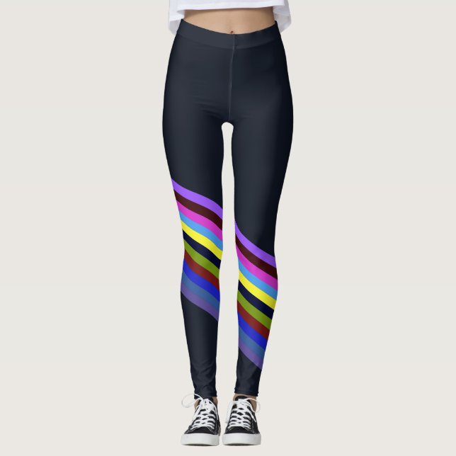 Rainbow Color Stripes Regenbogen Regenbogenfarben Leggings (Vorderseite)