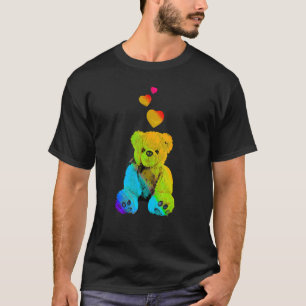 Rainbow Color Teddy Bär mit Herz farbenfroh T-Shirt