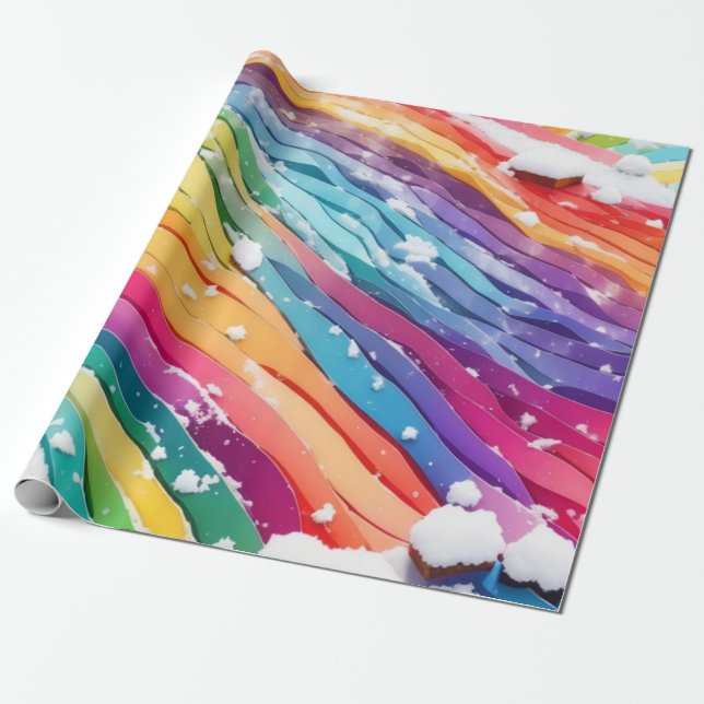Rainbow Color wave Line Geschenkpapier (Ungerollt)