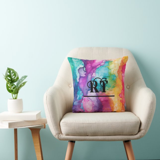 Rainbow Colorcolor Monogram Kissen (Stuhl )