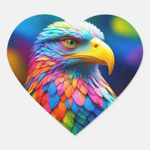 Rainbow Colored Bald Eagle-654568 Herz-Aufkleber