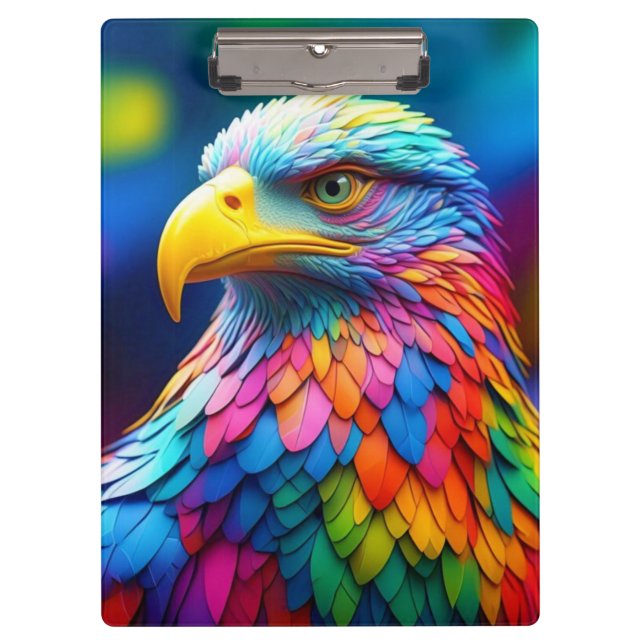 Rainbow Colored Bald Eagle-654568 Klemmbrett (Vorderseite)