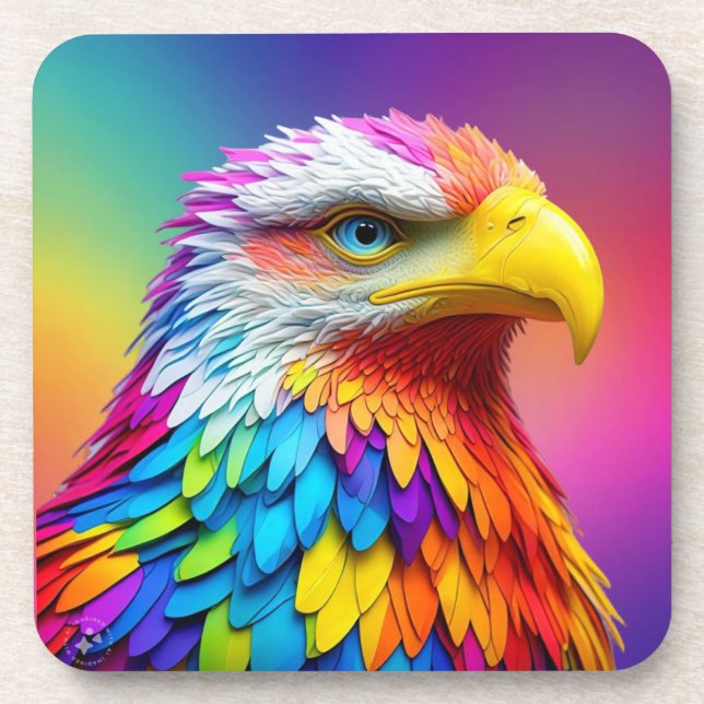 Rainbow Colored Bald Eagle-65456 Getränkeuntersetzer (Vorderseite)