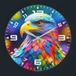 Rainbow Colored Bald Eagle-65456 Große Wanduhr<br><div class="desc">Rainbow Colored Bald Eagle-65456</div>