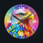 Rainbow Colored Bald Eagle-65456 Runde Wanduhr<br><div class="desc">Rainbow Colored Bald Eagle-65456</div>