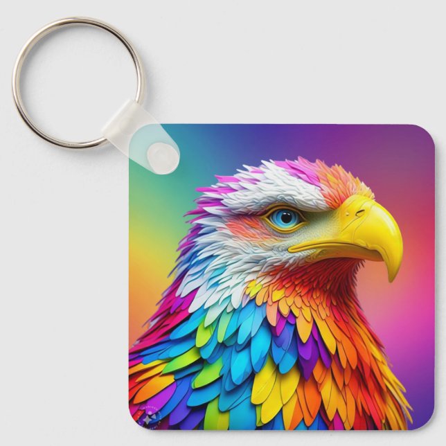 Rainbow Colored Bald Eagle-65456 Schlüsselanhänger (Vorderseite)
