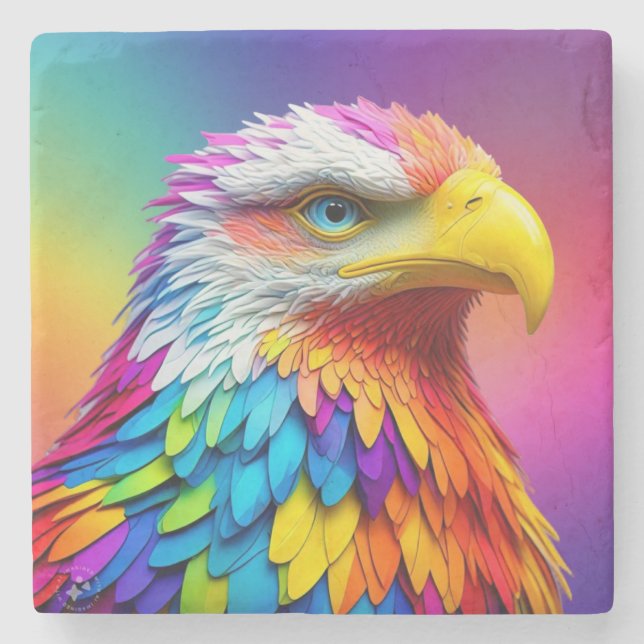 Rainbow Colored Bald Eagle-65456 Steinuntersetzer (Vorderseite)