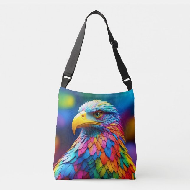Rainbow Colored Bald Eagle-65456 Tragetaschen Mit Langen Trägern (Vorderseite)