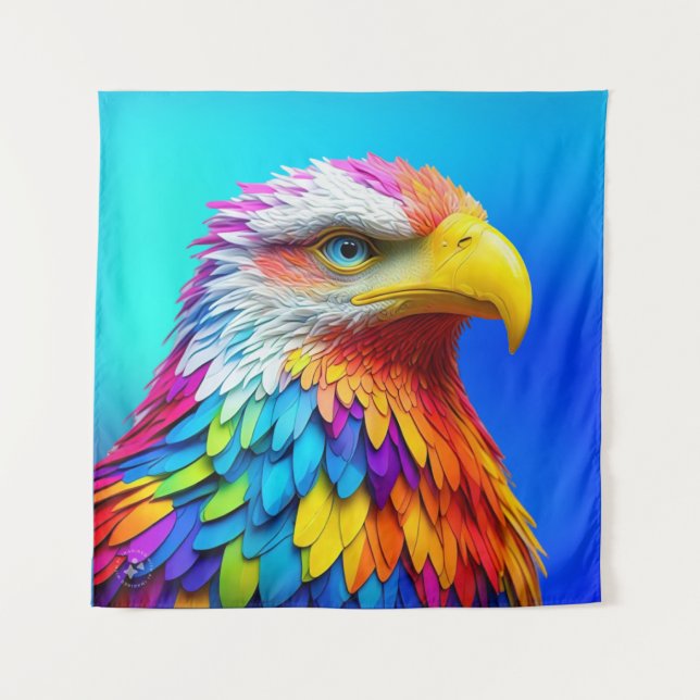 Rainbow Colored Bald Eagle-65456 Wandteppich (Vorderseite)