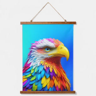 Rainbow Colored Bald Eagle-65456 Wandteppich Mit Holzrahmen