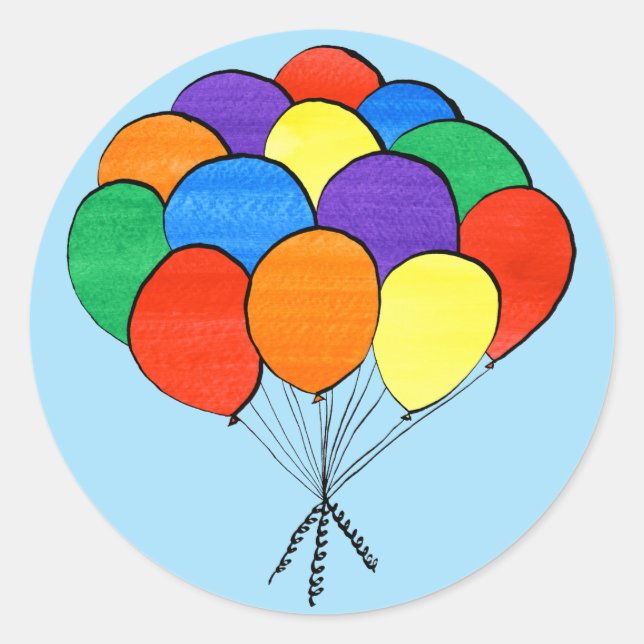Rainbow Colored Balloons Illustration Aufkleber (Vorderseite)