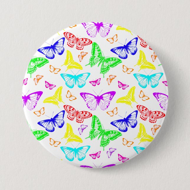 Rainbow Colored Butterflies Flying Button (Vorderseite)
