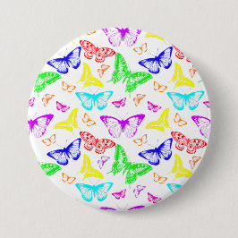 Rainbow Colored Butterflies Flying Button