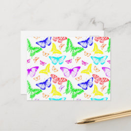 Rainbow Colored Butterflies Flying Postkarte