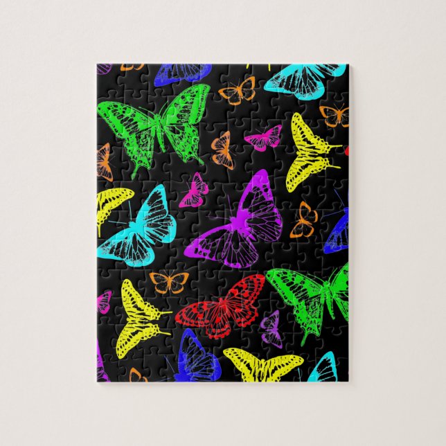 Rainbow Colored Butterflies Flying Puzzle (Vertikal)