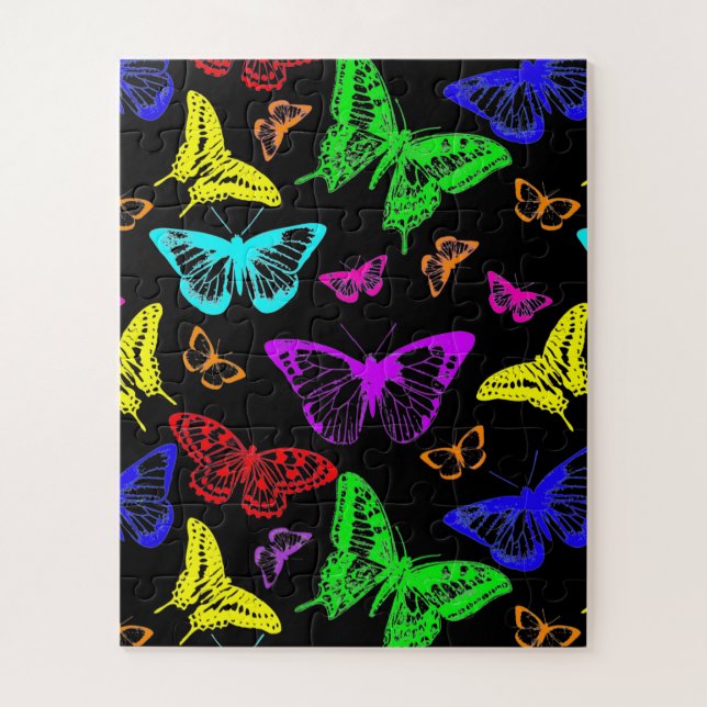 Rainbow Colored Butterflies Flying Puzzle (Vertikal)