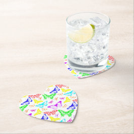 Rainbow Colored Butterflies Flying Untersetzer