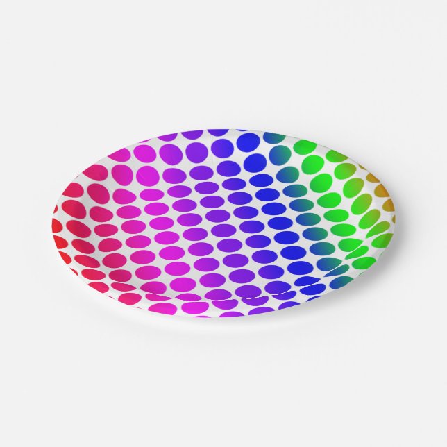 Rainbow Colored Circle Pattern Pappteller (Schrägansicht)