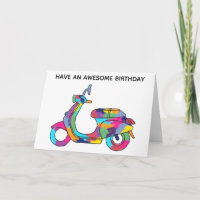 Rainbow Colored Electric Motor Scooter Geburtstag