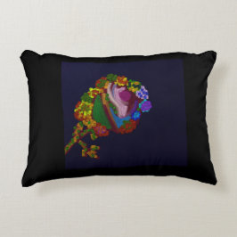 Rainbow Colored Floral Accent Pillow Dekokissen