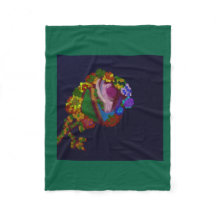 Rainbow Colored Floral Fleece Blanket