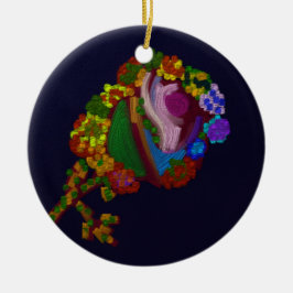 Rainbow Colored Floral Keramik Ornament