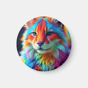 Rainbow Colored Fur Cat Magnet
