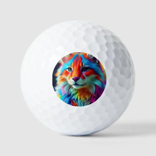 Rainbow Colored Furry Cat-68587 Golfball (Vorderseite)