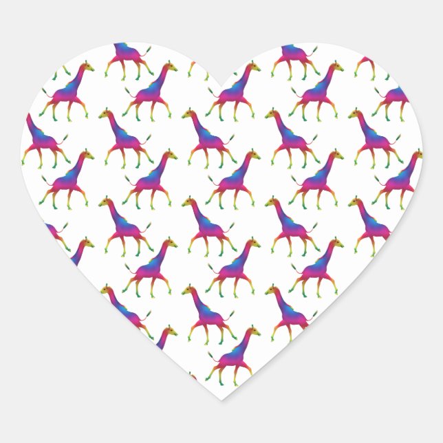 Rainbow Colored Giraffe Herz-Aufkleber (Vorderseite)